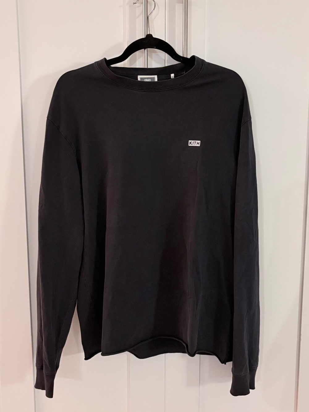 Kith Black Long-Sleeve Crewneck with Small Chest Logo